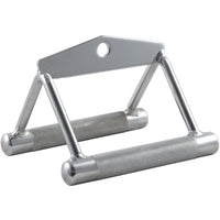 Thumbnail for Angled shot of single cable crossover machine triangle attachment