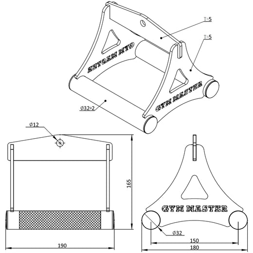 Double Twin Seated V Row Close Grip Handle Cable Attachment Lat Bar