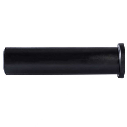 A close up shot of a black GYM MASTER weight plate adapter sleeve