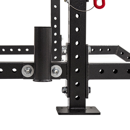 A GYM MASTER gunmetal olympic bar holder attachment for power racks