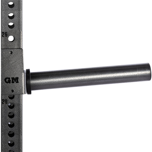 A  close up of an additional module for a weight lifting rack