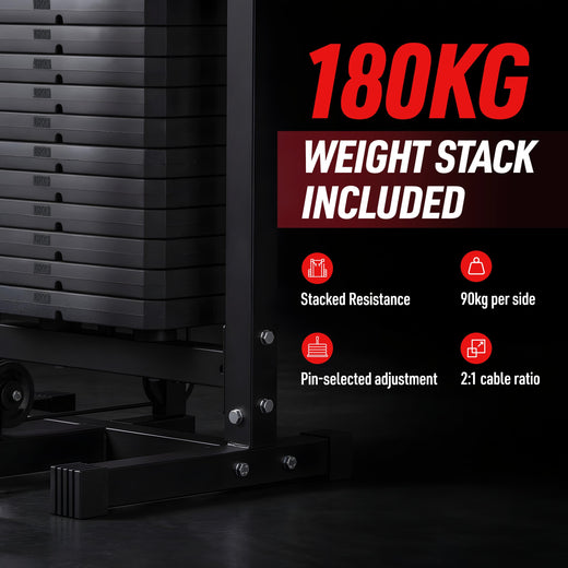 Adjustable Pulley Cable Crossover Machine Including 180kg Weights