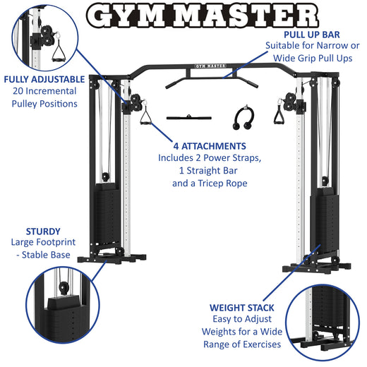 Adjustable Pulley Cable Crossover Machine Including 180kg Weights
