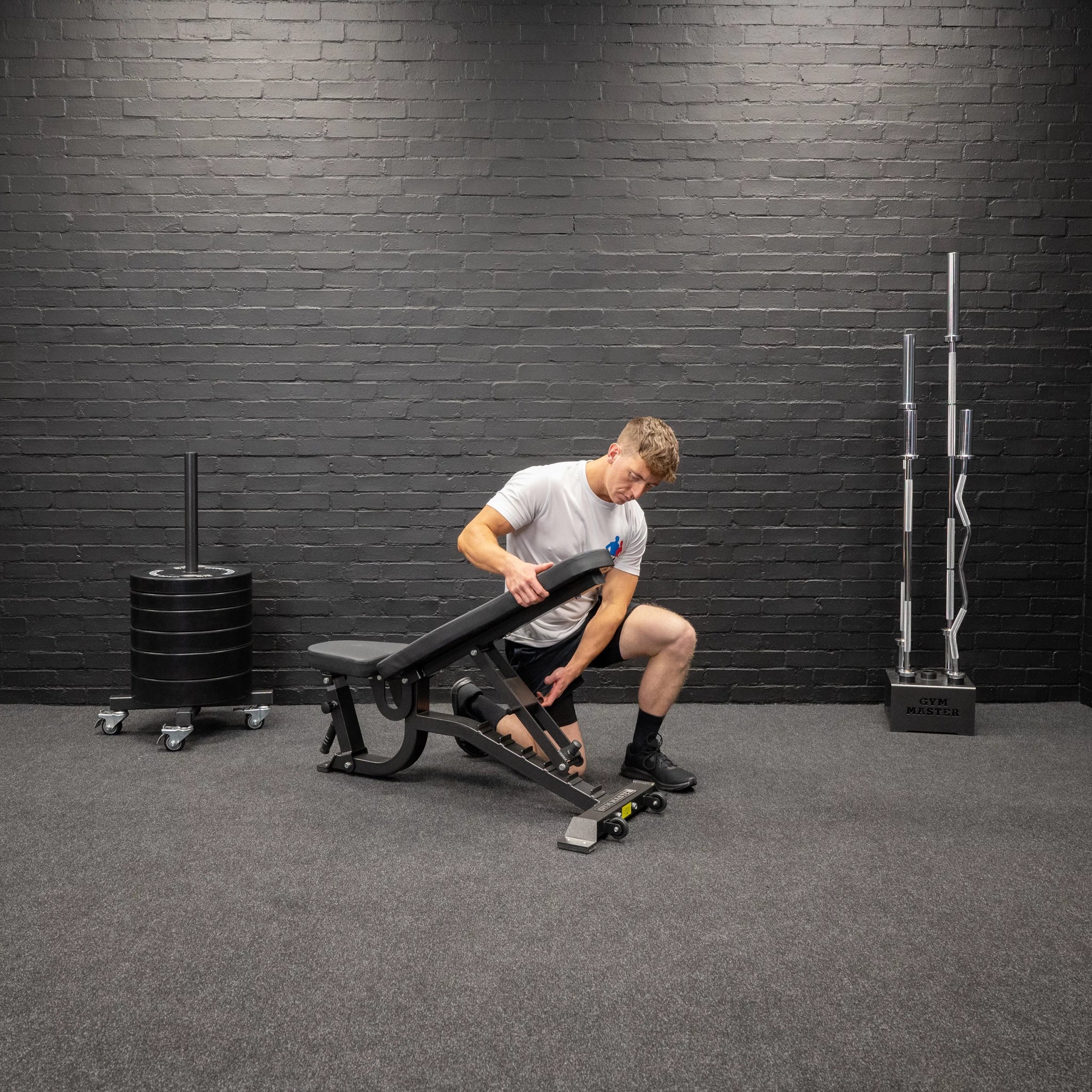 GM2 Fully Adjustable Flat | Incline | Decline FID Weight Bench - Gunmetal with Nonslip Cushions