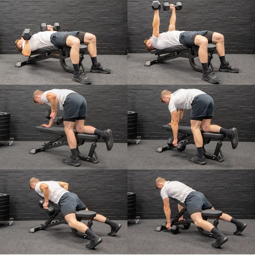 GM2 Fully Adjustable Flat | Incline | Decline FID Weight Bench - Gunmetal with Nonslip Cushions