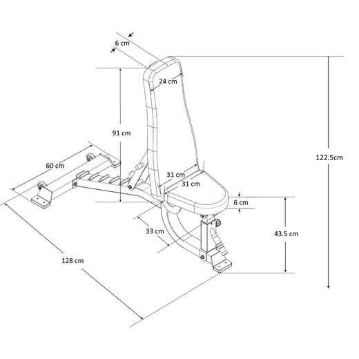 GM2 Fully Adjustable Flat | Incline | Decline FID Weight Bench - Gunmetal with Nonslip Cushions