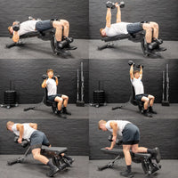 Thumbnail for GM3 Fully Adjustable Flat | Incline | Decline FID Weight Bench - Gunmetal with Nonslip Cushions