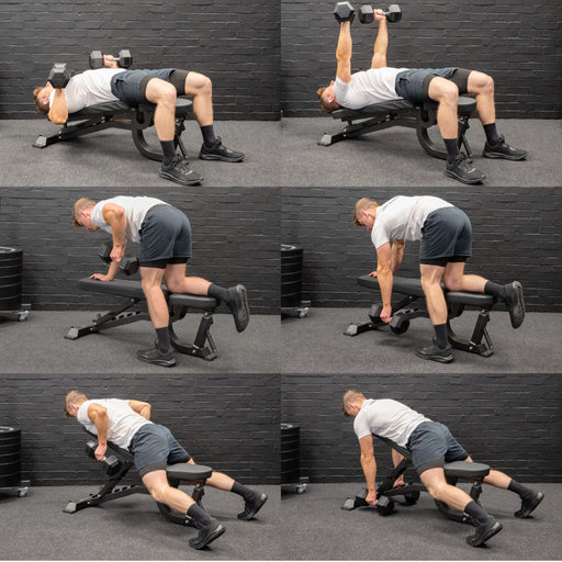GM2 Fully Adjustable Flat | Incline | Decline FID Weight Bench - Gunmetal with Wide Backrest and Nonslip Cushions
