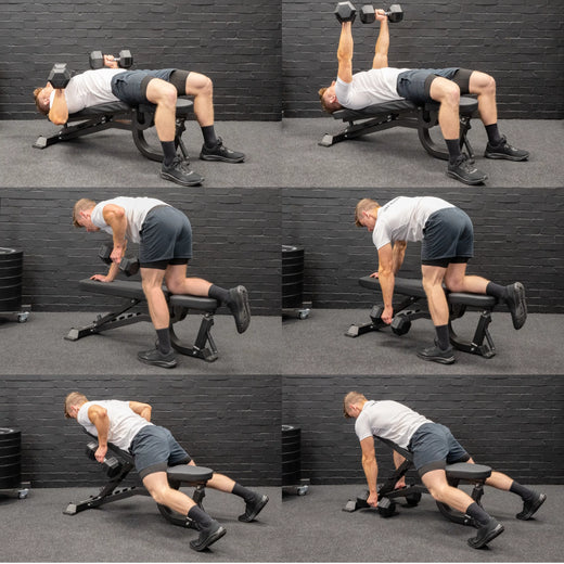 GM2 Fully Adjustable Flat | Incline | Decline FID Weight Bench - Gunmetal with Wide Backrest and Nonslip Cushions