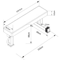 Thumbnail for A technical drawing of a weight lifting bench, showcasing the dimensions
