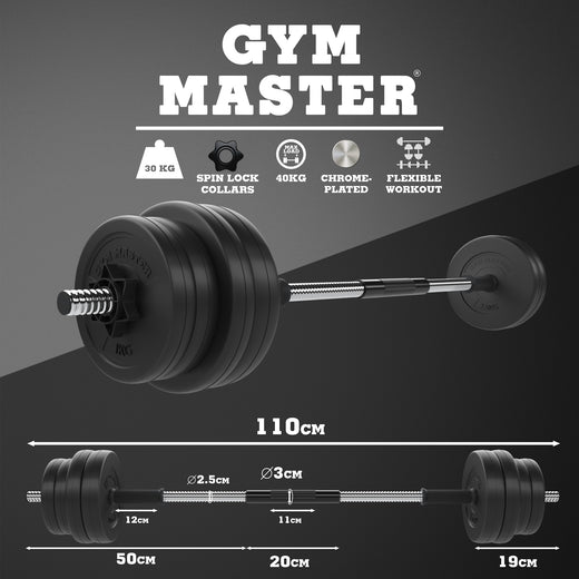 30kg Adjustable Chrome Dumbbell and Barbell Set