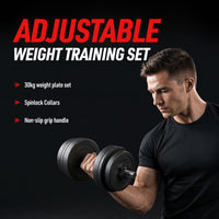 Thumbnail for 30kg Adjustable Chrome Dumbbell and Barbell Set