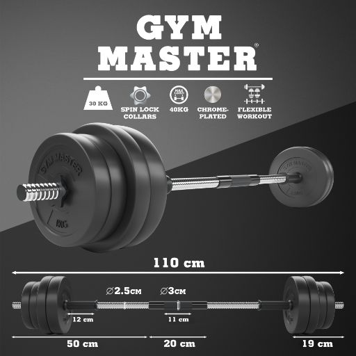 30kg Adjustable Chrome Dumbbell and Barbell Set