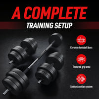 Thumbnail for 30kg Adjustable Chrome Dumbbell and Barbell Set