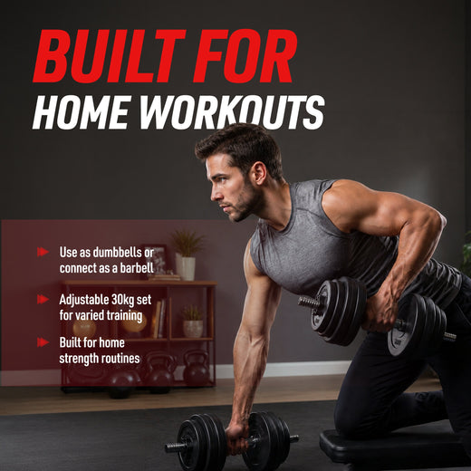 30kg Adjustable Chrome Dumbbell and Barbell Set