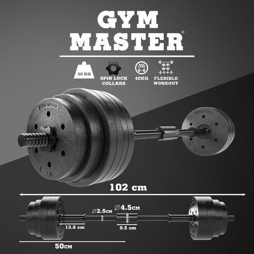 30kg Adjustable Dumbbell and Barbell Set