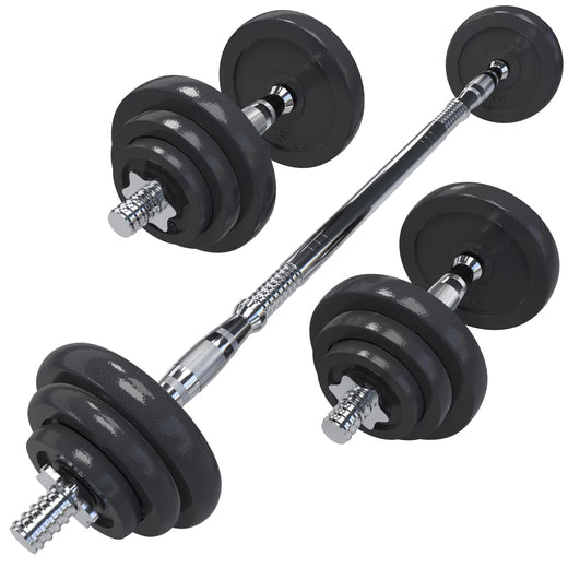 20kg Adjustable Cast Iron Dumbbell and Barbell Set