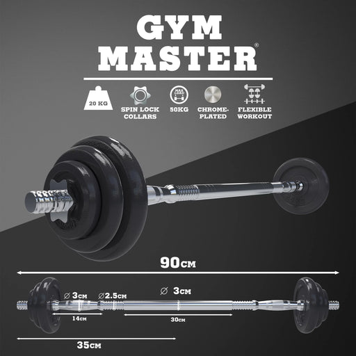 20kg Adjustable Cast Iron Dumbbell and Barbell Set
