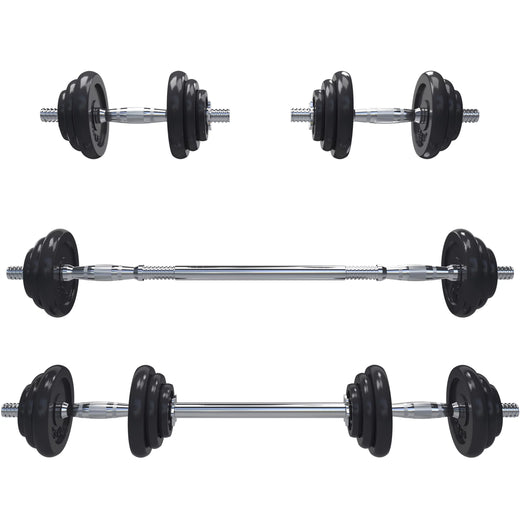 20kg Adjustable Cast Iron Dumbbell and Barbell Set