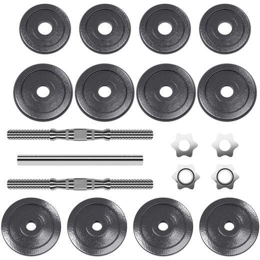 20kg Adjustable Cast Iron Dumbbell and Barbell Set