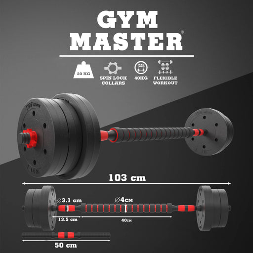20kg Adjustable Dumbbell and Barbell Set