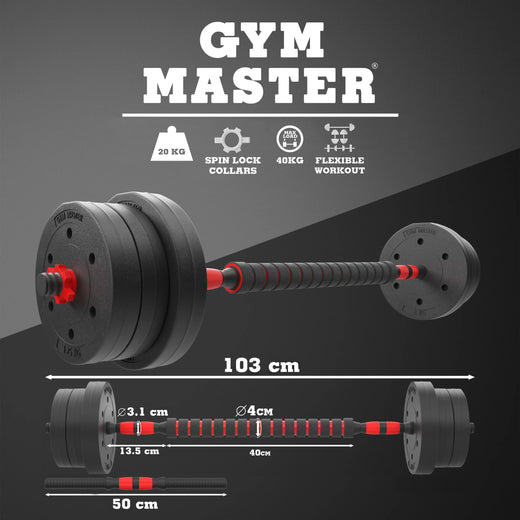 20kg Adjustable Dumbbell and Barbell Set