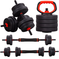 Thumbnail for 6 in 1 Adjustable Dumbbell Barbell Weight Lifting Bar and Kettlebell Set  20kg / 25kg / 30kg