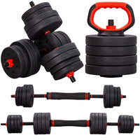 Thumbnail for 6 in 1 Adjustable Dumbbell Barbell Weight Lifting Bar and Kettlebell Set  20kg / 25kg / 30kg