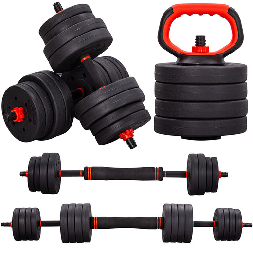 6 in 1 Adjustable Dumbbell Barbell Weight Lifting Bar and Kettlebell Set  20kg / 25kg / 30kg