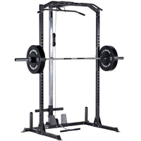 Thumbnail for A black weight lifting rack, showcasing additional modules