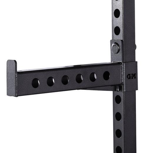 A  close up of an additional module for a weight lifting rack