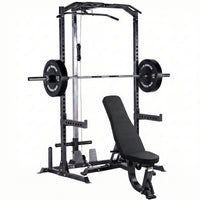 Thumbnail for A black weight lifting rack, showcasing additional modules