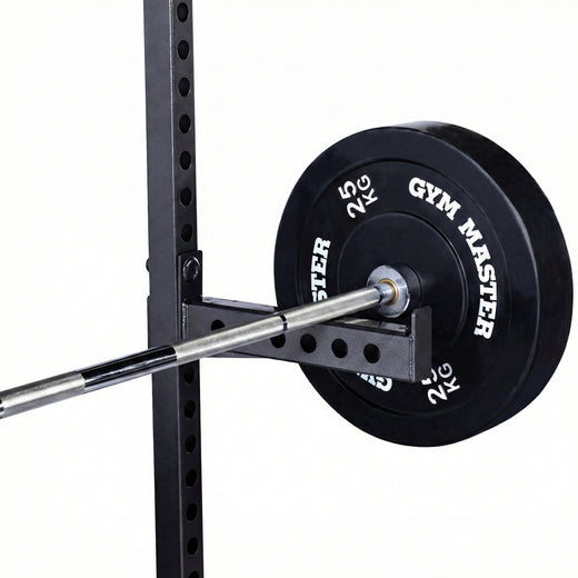 A black weight lifting rack, showcasing additional modules