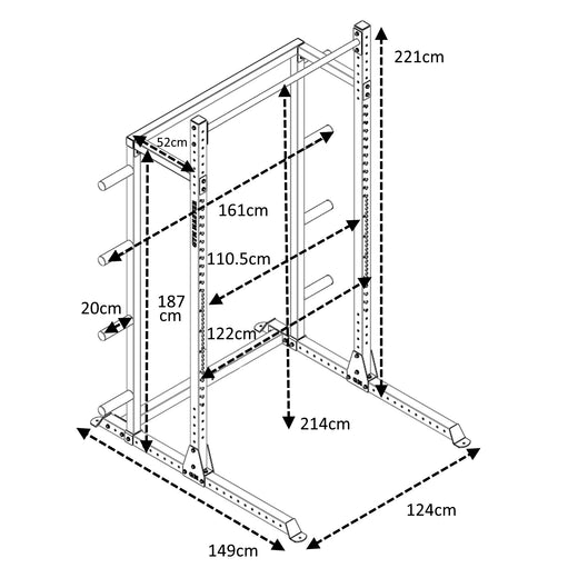 GM2 Half Power Squat Rack Cage with Optional Weight Storage &amp; Spotters