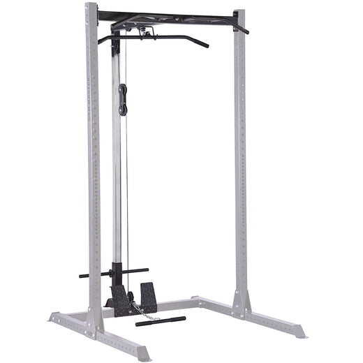 A black weight lifting rack, showcasing additional modules