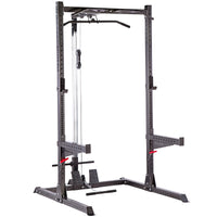 Thumbnail for A black weight lifting rack, showcasing additional modules