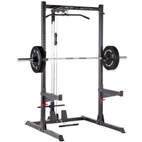 Thumbnail for A black weight lifting rack, showcasing additional modules