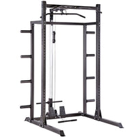 Thumbnail for A black weight lifting rack, showcasing additional modules