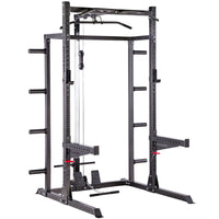 Thumbnail for A black weight lifting rack, showcasing additional modules