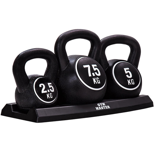 3-Piece Kettlebell Set | 2.5kg + 5kg + 7.5kg Weights & Stand