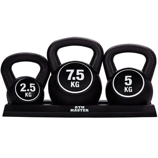 3-Piece Kettlebell Set | 2.5kg + 5kg + 7.5kg Weights & Stand