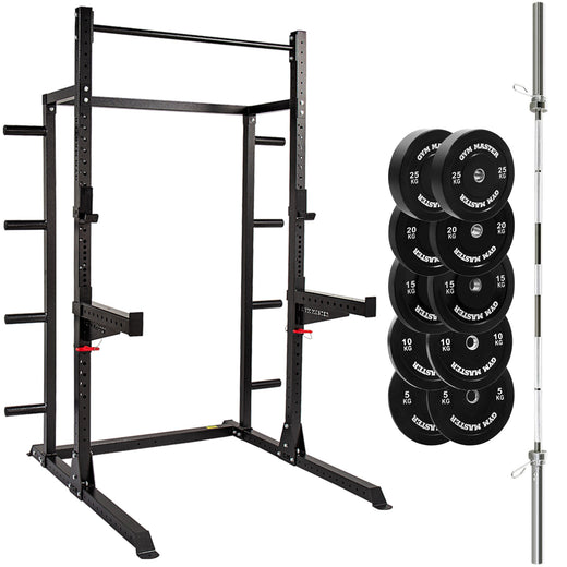 GM2 Half Power Rack Set With 6ft Int'l. Barbell and Weight Plates