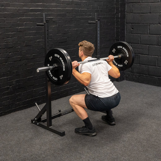 Squat Rack With Barbell and Weights