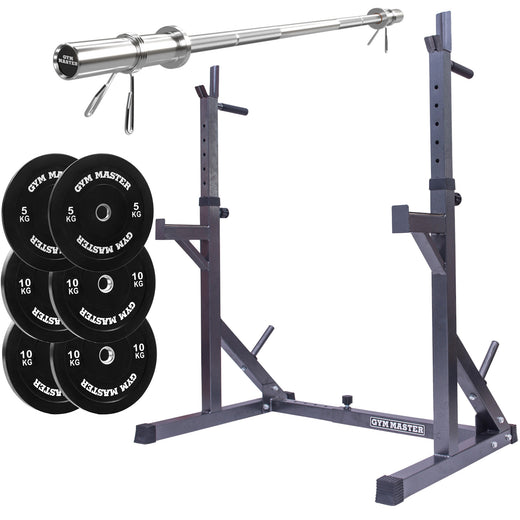 Squat Rack With Barbell and Weights