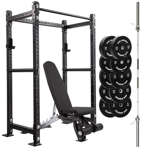 GM3 Power Rack With Bench, Barbell and Weights Set