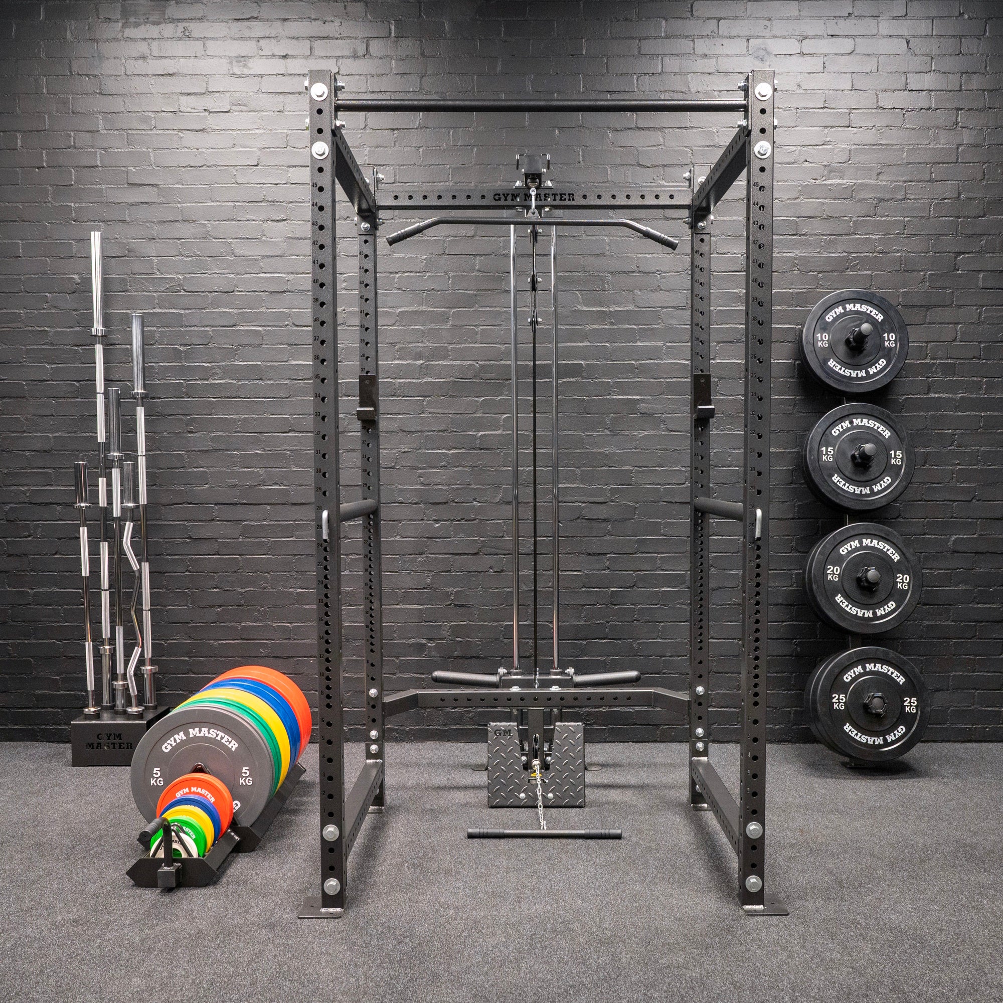 GM3 Power Rack Squat Cage with Dual Cable System and Bench – Gym Master ...