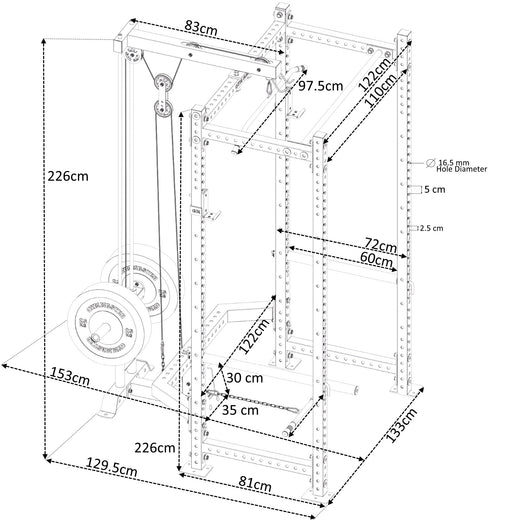 GM3 Power Rack Cable System, Bench, 150kg Bumper Plates, and Optional 6ft Int'l or 7ft Barbell