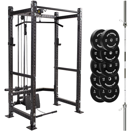 GM3 Power Rack Cable System 150kg Plates and Optional 6ft Int'l or 7ft Barbell