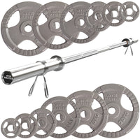 Thumbnail for Olympic Bar and Cast Iron Weight Plates Set