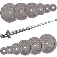 Thumbnail for Standard Bar and Cast Iron Weight Plates Set